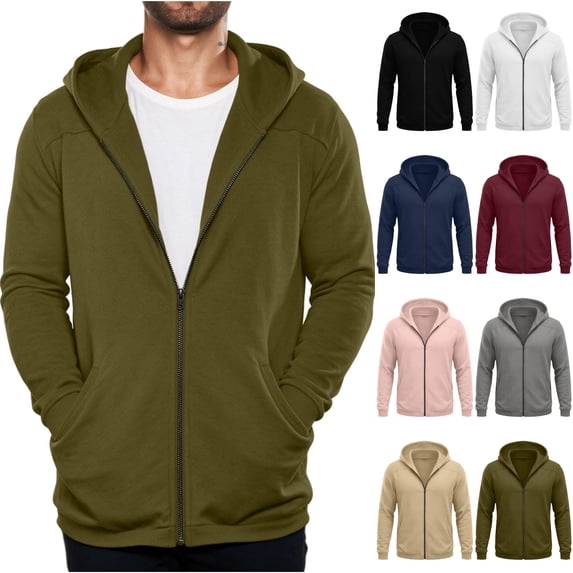 KICILVS Mens Zip Up Hoodies Full Zip Long Sleeve Sweatshirt Jacket with Pockets Casual Loose Fit Coat Daily Wear