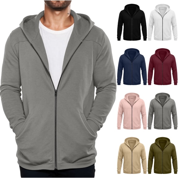KICILVS Mens Zip Up Hoodies Full Zip Long Sleeve Sweatshirt Jacket with Pockets Casual Loose Fit Coat Daily Wear