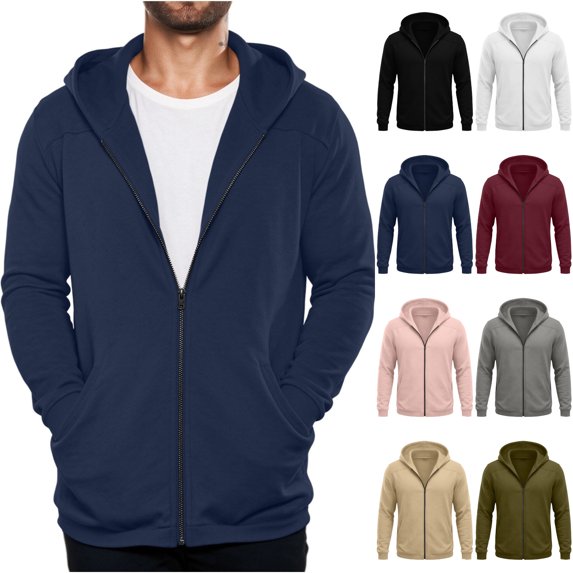 KICILVS Mens Zip Up Hoodies Full Zip Long Sleeve Sweatshirt Jacket with Pockets Casual Loose Fit Coat Daily Wear