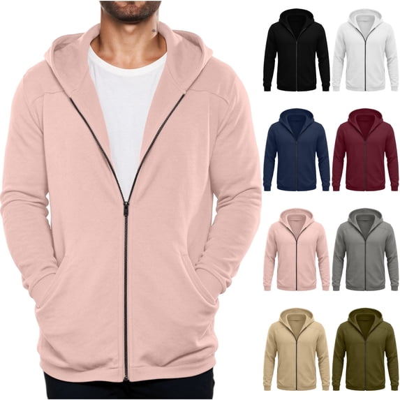 KICILVS Mens Zip Up Hoodies Full Zip Long Sleeve Sweatshirt Jacket with Pockets Casual Loose Fit Coat Daily Wear