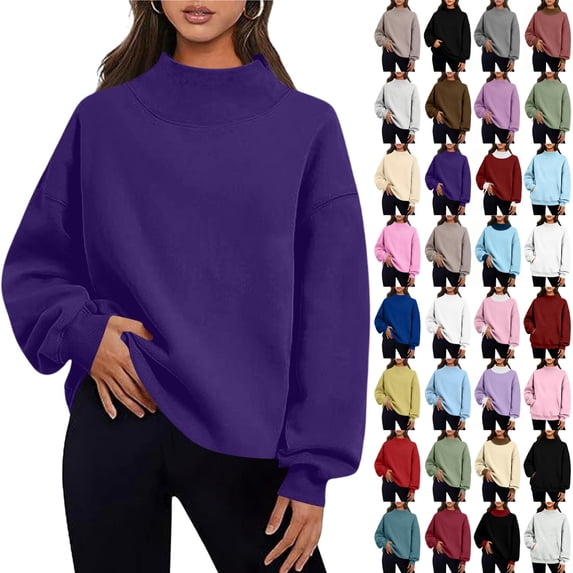 KICILVS Mock Neck Sweatshirt Oversized Drop Shoulder Sweatshirt Casual Loose Long Sleeve Pullover Tops Trendy Fall Clothes 4XL