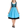thumbnail image 1 of KICILVS Oktoberfest Costume Women Bavarian Contrast Dress Lace up Corset Puff Short Sleeve Ruffle Long Apron Outfit, 1 of 7