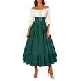 thumbnail image 1 of KICILVS Pirate Costume Women Medieval Peasant Dress Off Shoulder Button Front Layered Ruffle Skirt Cosplay Outfit, 1 of 9