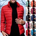 thumbnail image 1 of KICILVS Puffer Jacket Womens Lightweight Packable Quilted Coat Stand Collar Zip Up Down Jacket Warm Winter Outerwear, 1 of 7