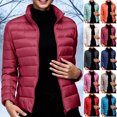 thumbnail image 1 of KICILVS Puffer Jacket Womens Lightweight Packable Quilted Coat Stand Collar Zip Up Down Jacket Warm Winter Outerwear, 1 of 7