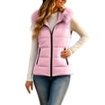 thumbnail image 1 of KICILVS Puffer Vest Women Faux Fur Hooded Zip Up Sleeveless Winter Coat with Pockets for Outdoor Wear Pink, 1 of 8