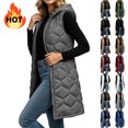 thumbnail image 1 of KICILVS Puffer Vest Womens Full Zip Up Hooded Gilet Long Length Padded Coat Lightweight Sleeveless Vest, 1 of 8
