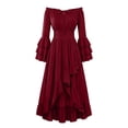 thumbnail image 1 of KICILVS Renaissance Dress Women Layered Flare Sleeve Off Shoulder Ruffle A Line Dress Goth Party Cosplay Halloween Witch Costume, 1 of 4