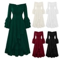 thumbnail image 1 of KICILVS Renaissance Dress Women Layered Flare Sleeve Off Shoulder Ruffle A Line Dress Goth Party Cosplay Halloween Witch Costume, 1 of 5