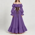 thumbnail image 1 of KICILVS Renaissance Dress Women Solid Color Off Shoulder Long Puff Sleeve Dress Corset Lace Up Waist Ruffled Hem Maxi Party Gown Purple, 1 of 7