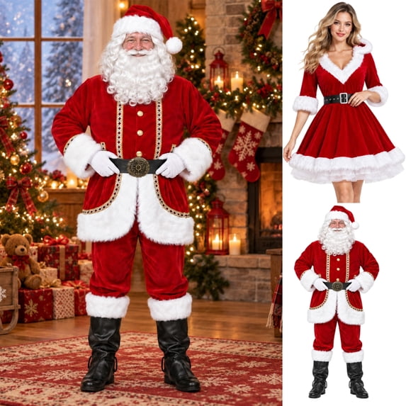 Santa Ress KICILVS Santa Claus Costume for Men Christmas Cosplay Set with Hat Top ...