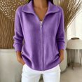 thumbnail image 1 of KICILVS Sweater Jacket for Women Full Zip Collared Ribbed Cuffs Knit Coat Plain Casual Fall Winter Trendy Outerwear, 1 of 5