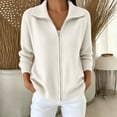 thumbnail image 1 of KICILVS Sweater Jacket for Women Full Zip Collared Ribbed Cuffs Knit Coat Plain Casual Fall Winter Trendy Outerwear, 1 of 5