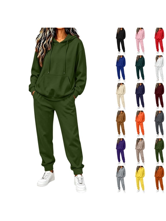 Sweatsuits Women 2 Piece Outfit Pullover Hoodie and Cuffed Jogger Pants Set Casual Matching Tracksuit for Fall