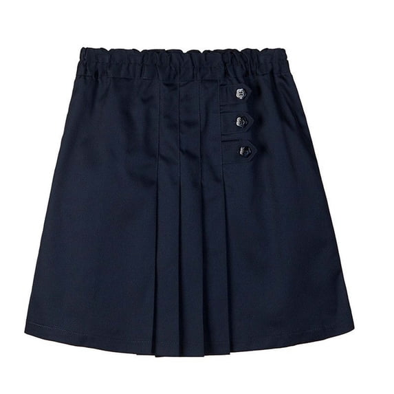 KICILVS Uniform Skirts for Girls Pleated Elastic Waist Skirt Solid Color Pull on Skirt with Button Detail Back to School Outfits 4-15 Years