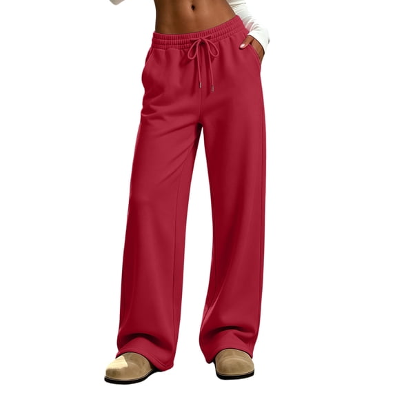KICILVS Wide Leg Sweatpants Women High Waisted Drawstring Baggy Pants with Pockets for Autumn Winter Daily Comfortable Outfits