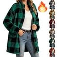 thumbnail image 1 of KICILVS Women's Fleece Jacket Full Zip Plaid Coat Warm Fuzzy Sherpa Cardigan Oversized Winter Outwear with Pockets, 1 of 8