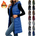 thumbnail image 1 of KICILVS Women's Long Puffer Vest Hooded Quilted Sleeveless Jacket Full Zip Winter Warm Padded Coat with Side Pockets, 1 of 8