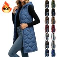 thumbnail image 1 of KICILVS Women's Long Puffer Vest Sleeveless Quilted Hooded Jacket with Pockets Winter Warm Long Zip Up Outerwear Coat, 1 of 8