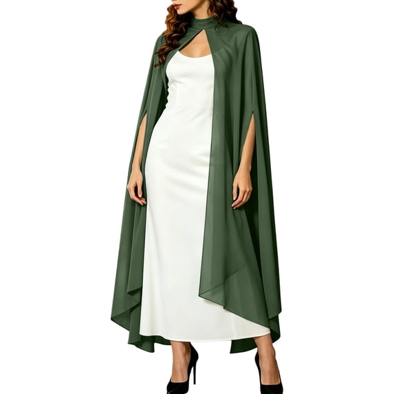 KICILVS Womens Cape Coat Cutout Back Chiffon Layered Draped Poncho Halloween Cosplay Costume Party Wear Outfit Robe