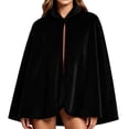 thumbnail image 1 of KICILVS Womens Cape Velvet Short Stand Collar Button Front Open Cloak Medieval Halloween Cosplay Costume Cape, 1 of 7