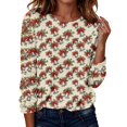 thumbnail image 1 of KICILVS Womens Christmas Tops Bells Print Long Sleeve Crew Neck T Shirt Casual Holiday Blouse for Christmas Day Outfits, 1 of 8