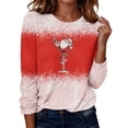 thumbnail image 1 of KICILVS Womens Christmas Tops Red Wine Glass Print Long Sleeve Crew Neck T Shirt Casual Holiday Blouse for Christmas Day Outfits, 1 of 8
