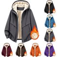 thumbnail image 1 of KICILVS Womens Fleece Lined Windbreaker Jackets Water-Resistant Hooded Zip Up Coat with Pockets Warm Winter Outerwear, 1 of 6