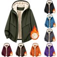 thumbnail image 1 of KICILVS Womens Fleece Lined Windbreaker Jackets Water-Resistant Hooded Zip Up Coat with Pockets Warm Winter Outerwear, 1 of 6