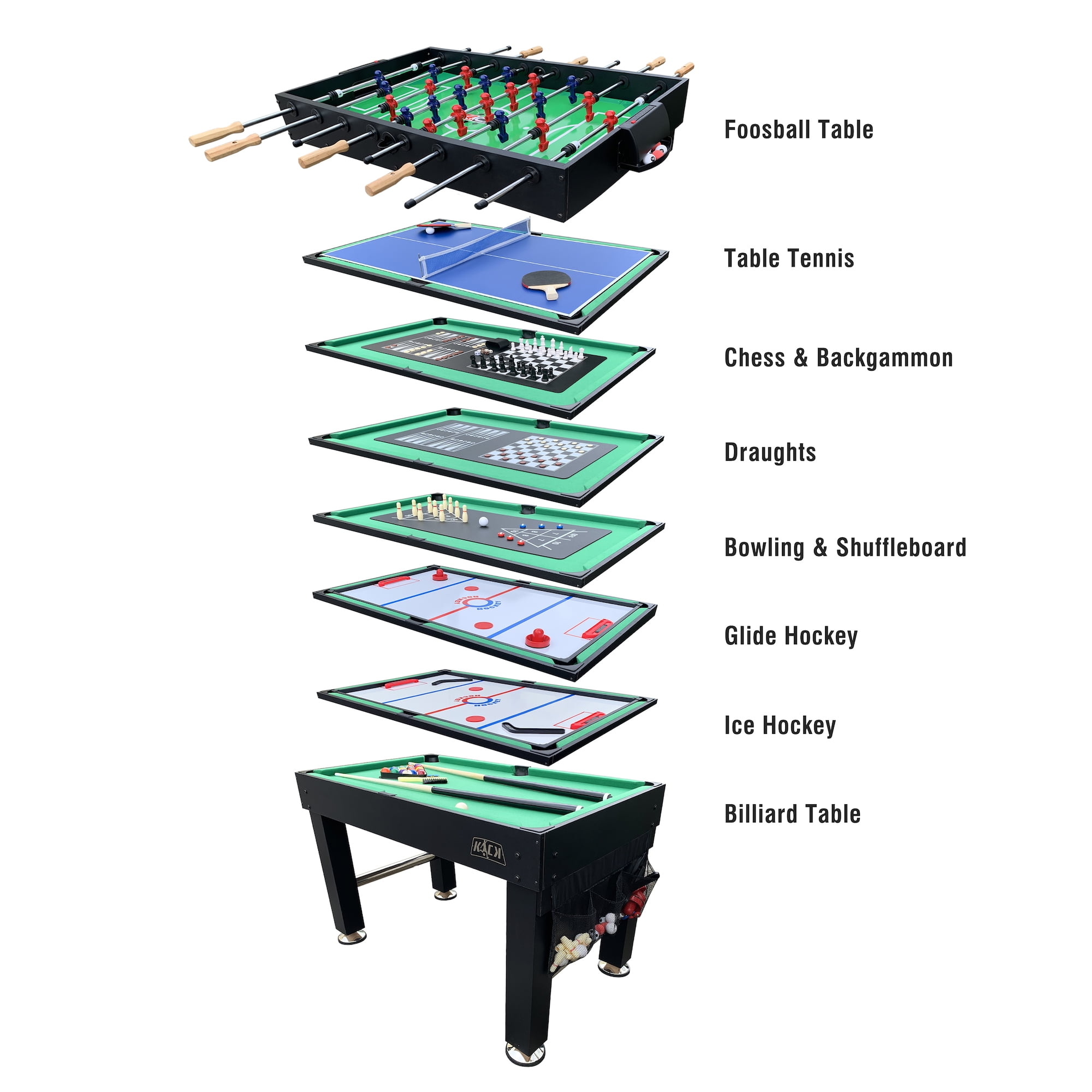 KICK Decagon 55″ 10in1 MultiGame Table (Black) Combo Game Table