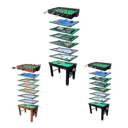 KICK Defender 48? 10-in-1 Multi-Game Table (Black) - Combo Game Table Set - Foosball, Billiards, Glide Hockey, Ice Hockey, Table Tennis, Chess, Backgammon, Draughts, Bowling, Shuffleboard for Family