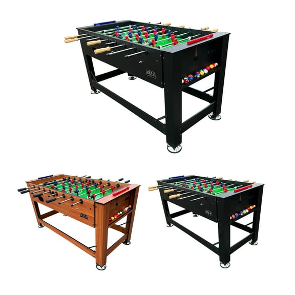 KICK Dyad 55″ 2-in-1 Multi Game Table (Black) - Combo Game Table Set - Billiards/Pool and Foosball for Home, Game Room, Friends and Family!