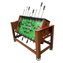 KICK Dyad 55″ 2-in-1 Multi Game Table (Brown) - Combo Game Table Set - Billiards/Pool and Foosball for Home, Game Room, Friends and Family!