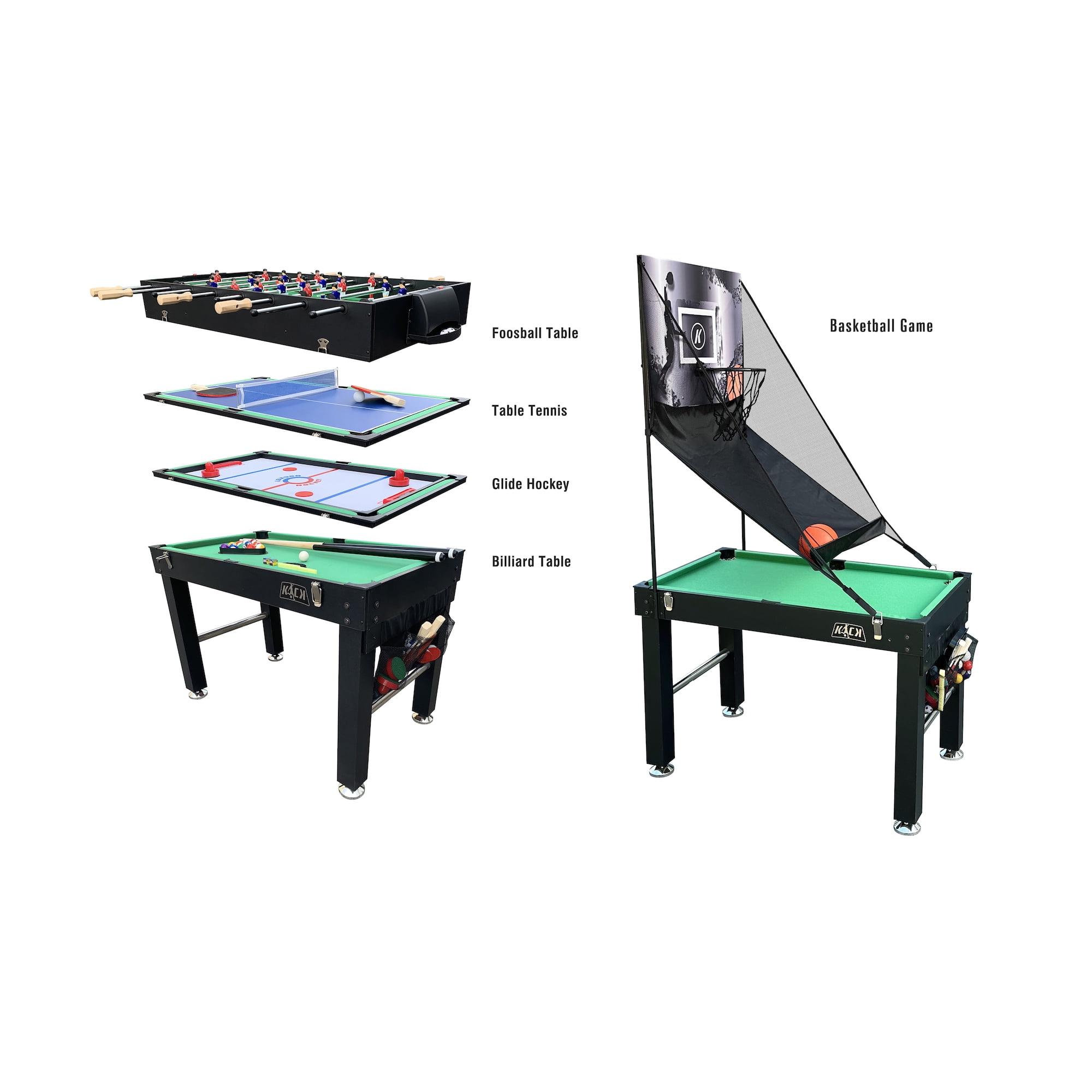 KICK Minotaur 48" 5in1 MultiGame Table (Black) Combo Game Table
