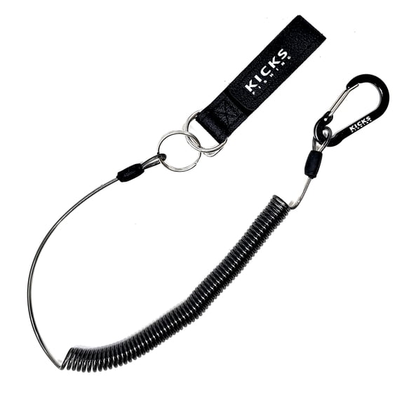 KICK'S TACKLE | Premium Compact & Lightweight Kayak Fishing Rod-Paddle-Measuring Board Leash W/ Velcro Strap & Case(1 Pack)