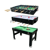 KICK Trilogy 55″ 3-in-1 Multi Game Table (Black) - Combo Game Table Set - Billiards, Air-Hockey, and a Foosball for Home, Game Room, Friends and Family!