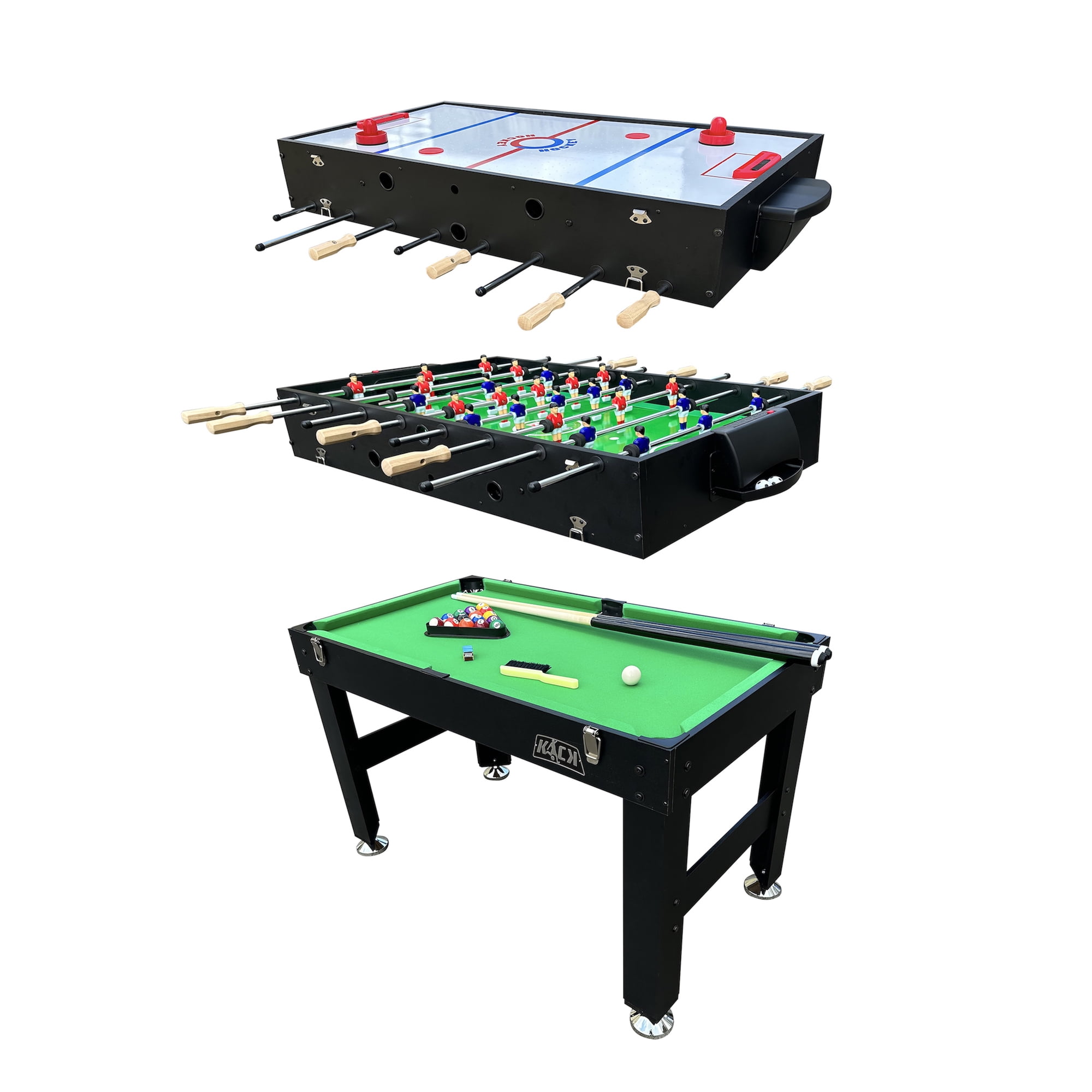 Black 48" 3-in-1 Multi Game Table with MDF Conversion Tops