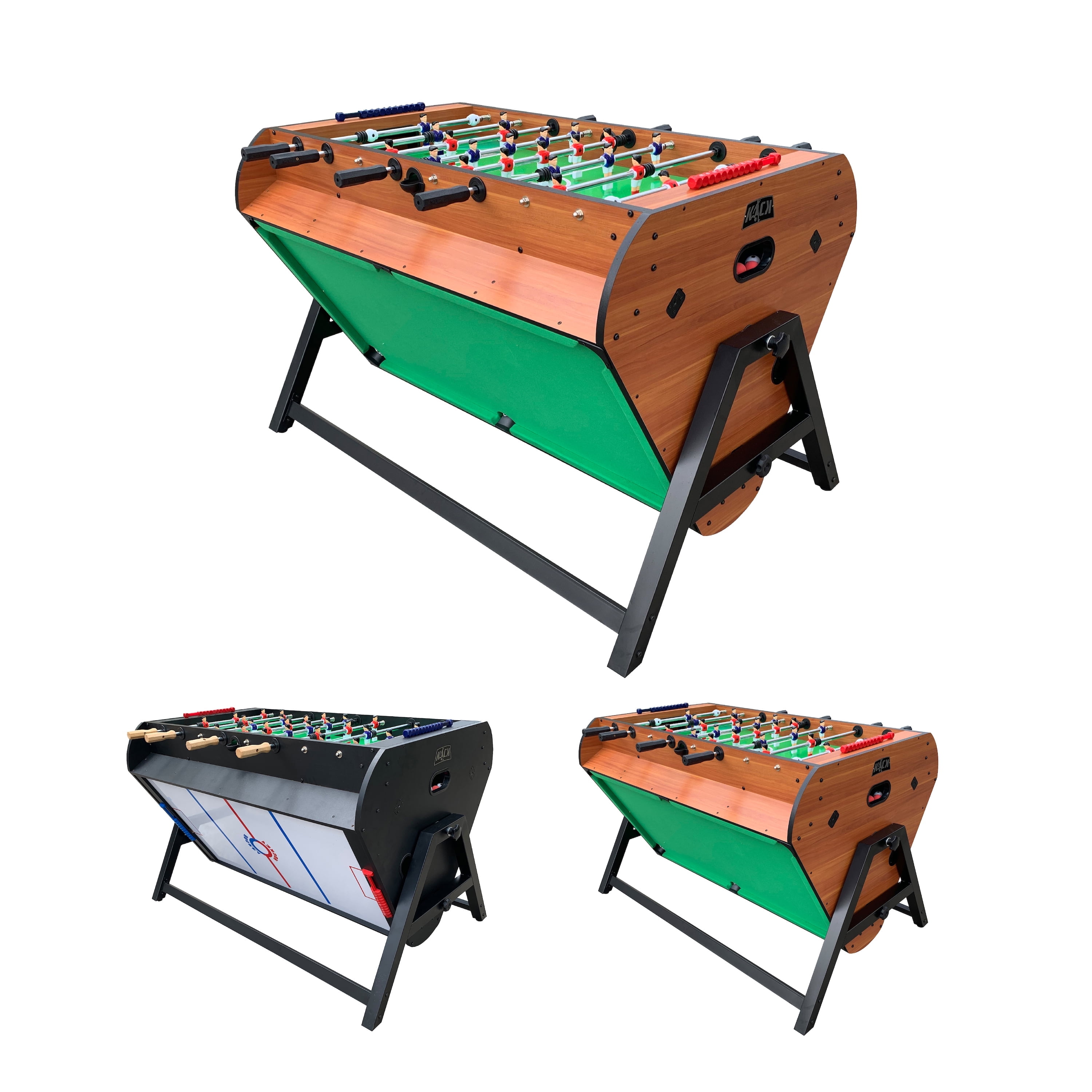 Triplex 55" Brown MDF Multi-Game Table with Telescopic Rods