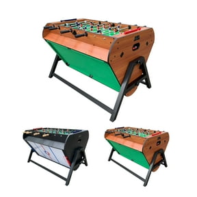 KICK Triplex 55″ Telescopic Rods 3-in-1 Swivel Multi Game Table (Brown) - Combo Game Table Set!