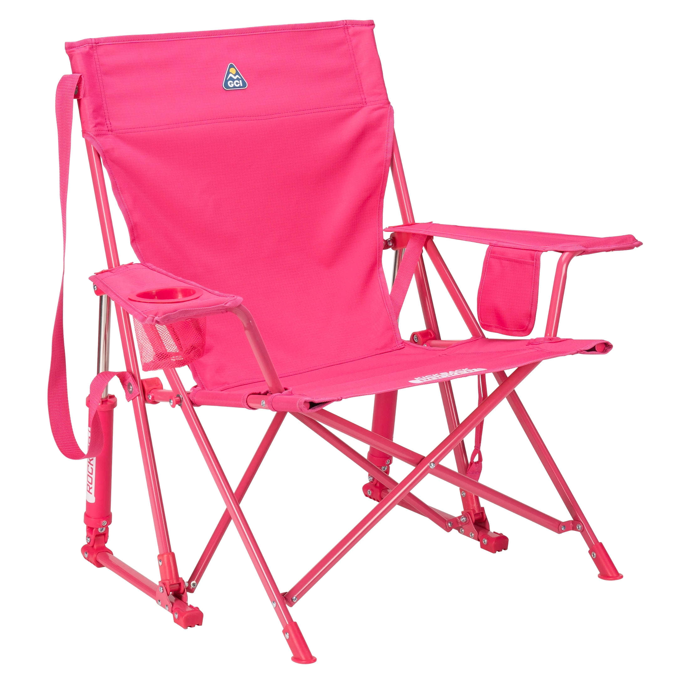 GCI Outdoor Kickback Rocker Foldable Rocking Camp Chair, Sport Pink