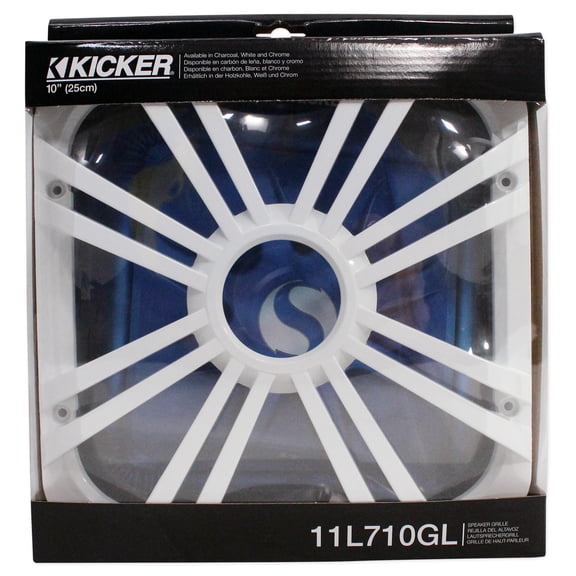 Kicker 11L710GLW 10" Square Solo-Baric L7 Subwoofer White Grill W/ Accent Leds