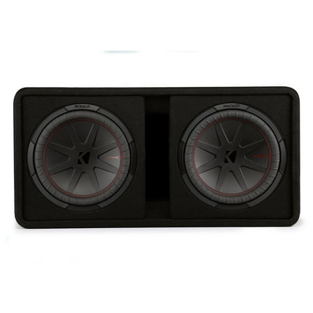 KICKER - CompR Dual 12" Dual-Voice-Coil 2-Ohm Subwoofers with Enclosure - Black