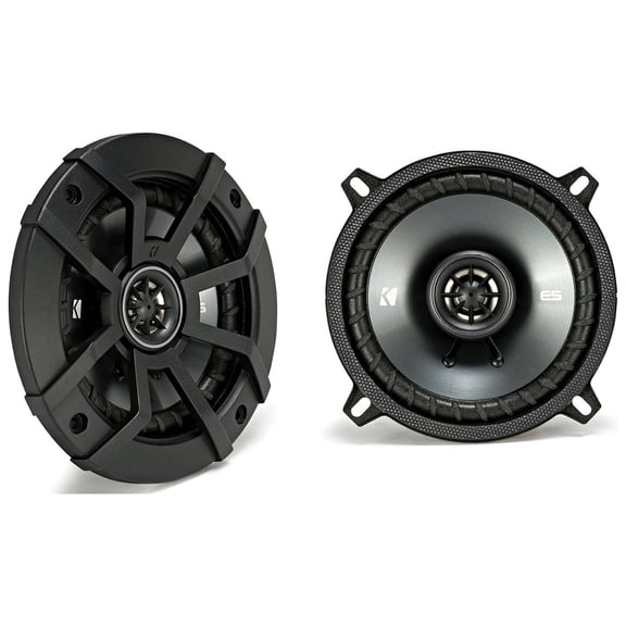 KICKER 48ESC5 - 5.25 inch, 190 Watts Peak, 2-Way Car Speakers, Black Grilles, Poly-Blend Cone, 13mm Tweeter, Zero Tweeter Protrusion