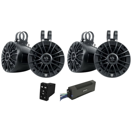 KICKER 48PXA10005 5-Channel Amplifier Amp+4) Tower Speakers+Bluetooth Controller