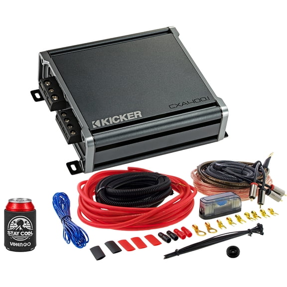 KICKER Amplifier and Amp Kit Package of 2 Items - CX Series 400W RMS Class D Monoblock Amplifier and Complete 8AWG Wiring Kit 46CXA400.1T+VGK8GA