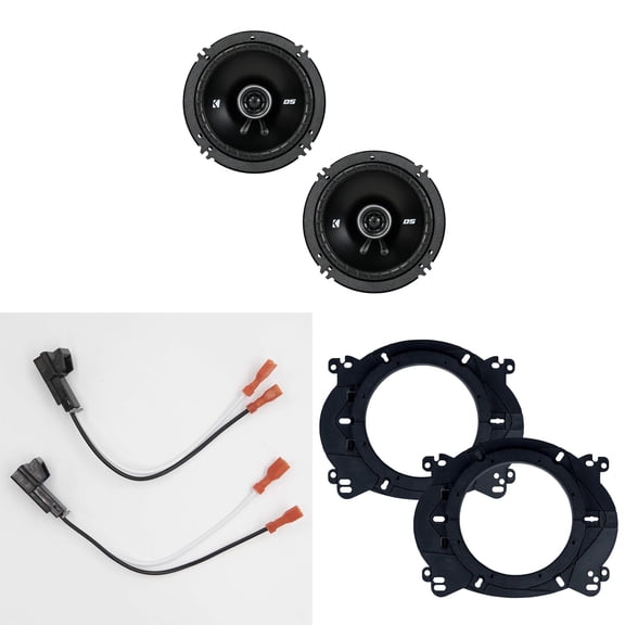KICKER Speakers 6.5 inch for Chevrolet Silverado 1999-2006 Upgrade Kit - Pair of DS Series with Adapters and Harness, Coaxial 6 1/2 Car Audio Front Door Speaker for Chevy 43DSC6504