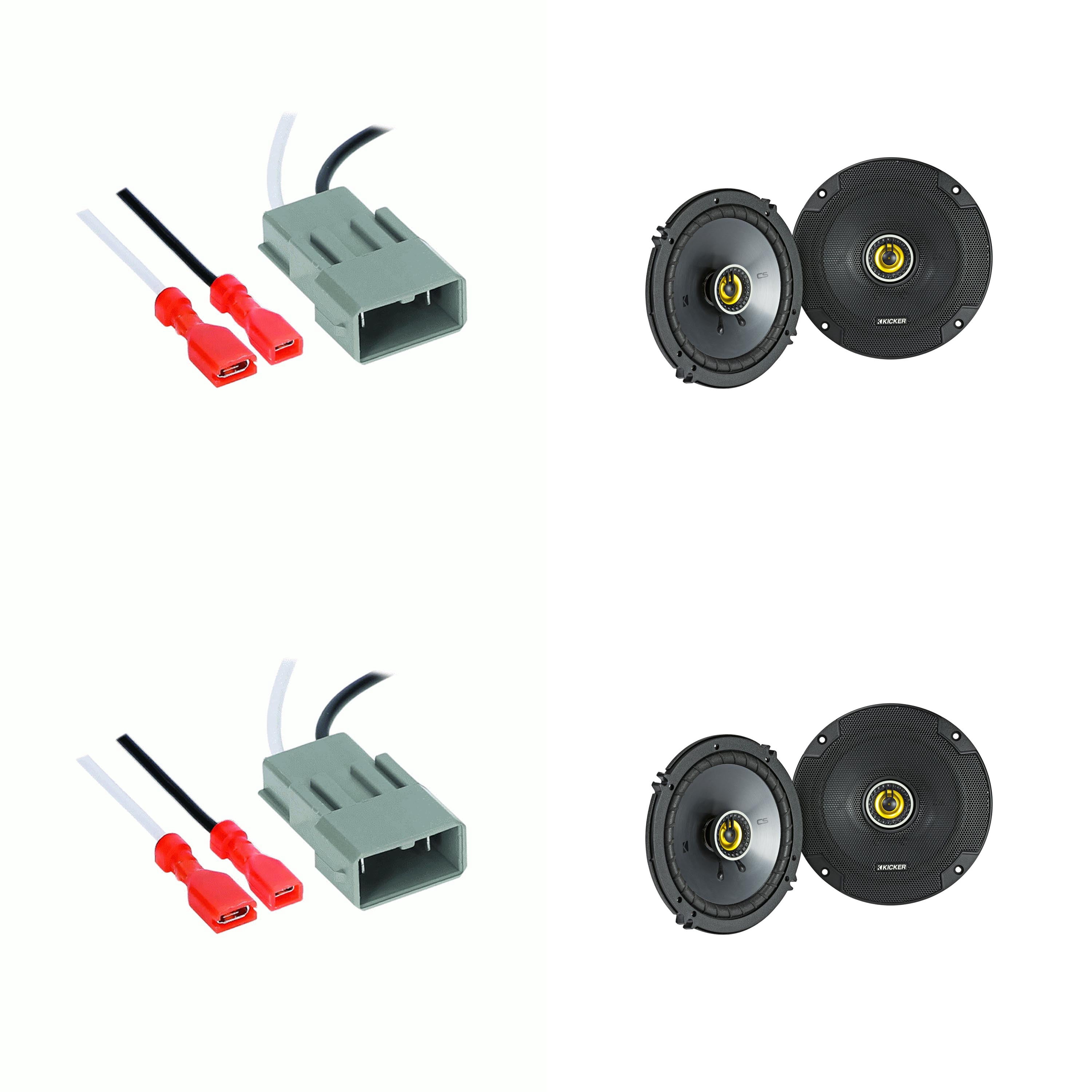 KICKER Speakers 6.5 inch for Honda Civic 2002-2020 Upgrade Kit - 4 Pack of CS Series with Harness, Coaxial 6 1/2 Car Audio Front Door and Rear Deck Speaker 46CSC654