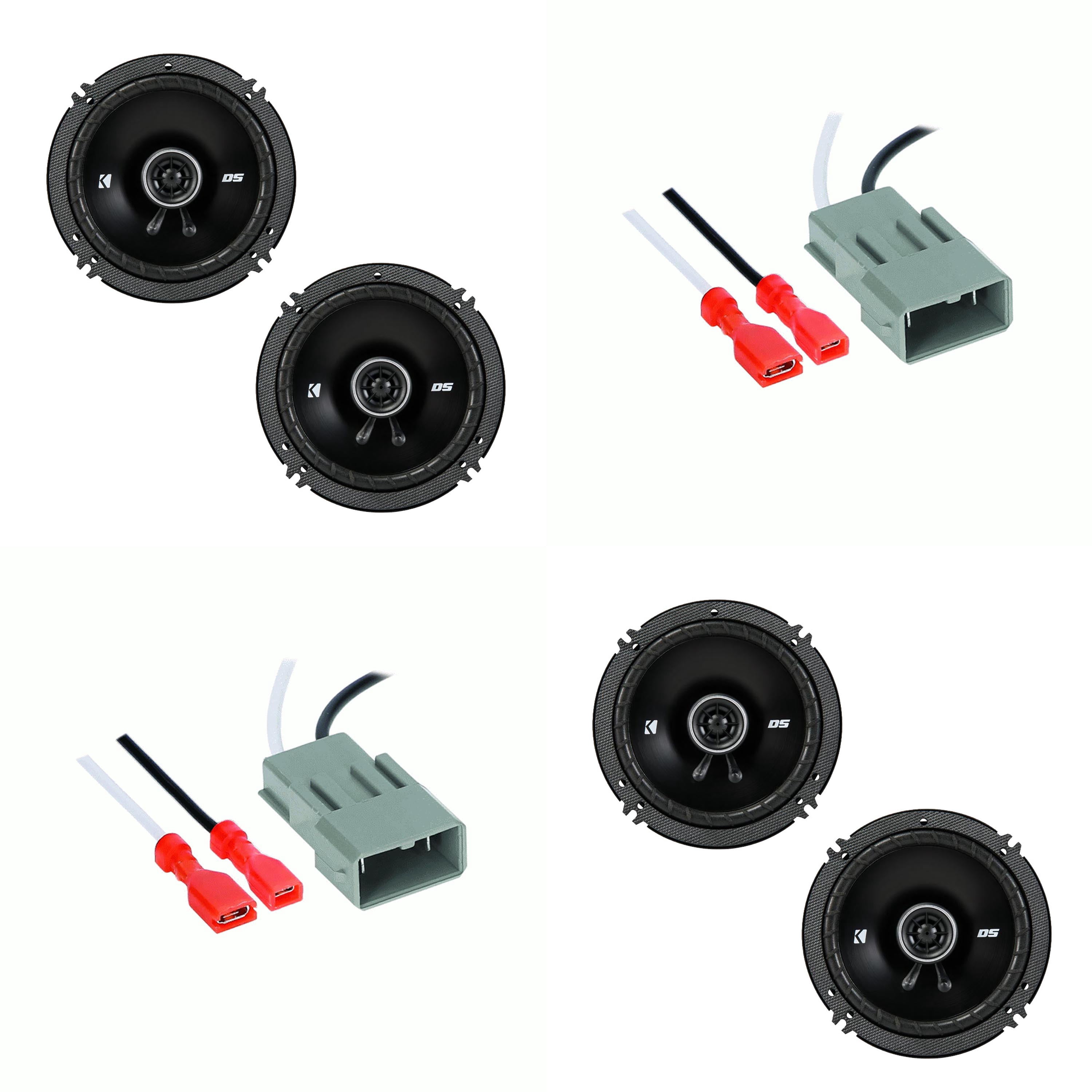 KICKER Speakers 6.5 inch for Honda Civic 2002-2020 Upgrade Kit - 4 Pack of DS Series with Harness, Coaxial 6 1/2 Car Audio Front Door and Rear Deck Speaker 43DSC6504