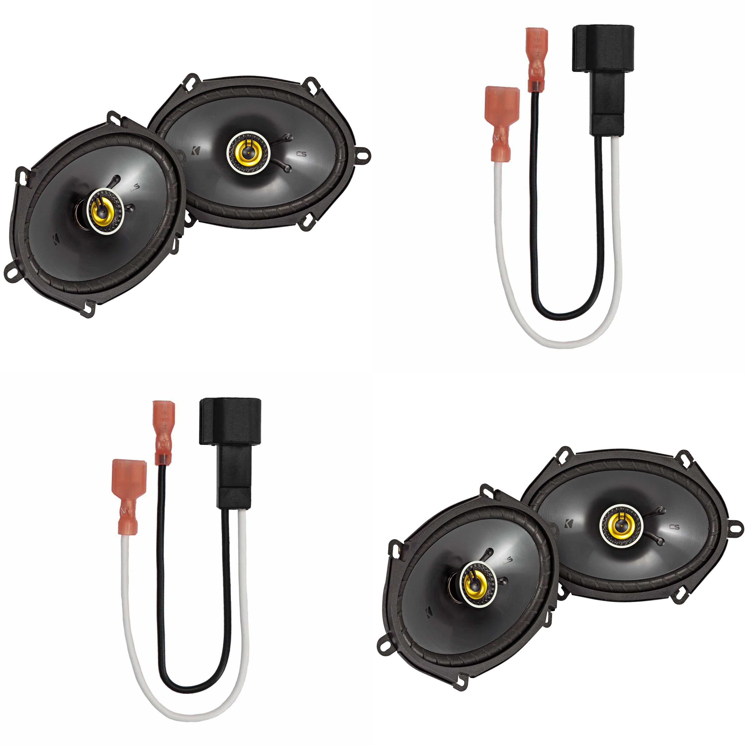 KICKER Speakers 6X8 inch for Ford F-150 1999-2014 Upgrade Kit - 4 Pack of CS Series with Harness, Coaxial Car Audio Front and Rear Door Speaker 46CSC684