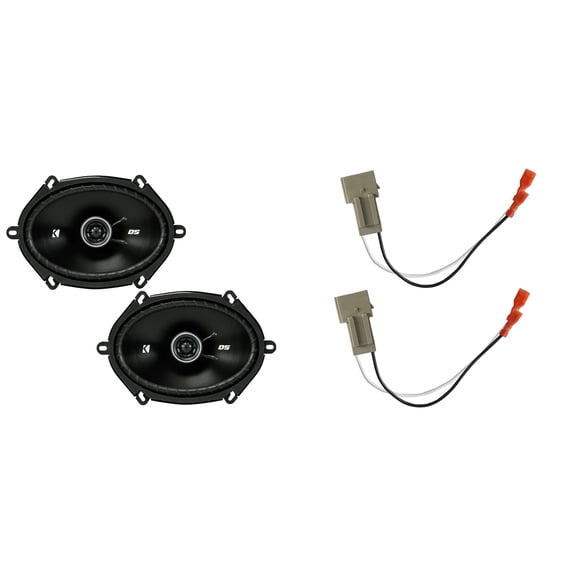 KICKER Speakers 6X8 inch for Ford F-250/F-350/F-450/F-550 1999-2004 Upgrade Kit - 2 Pack of CS Series with Harness, Coaxial Car Audio Front Door or Rear Door or Side Panel Speaker 43DSC6804